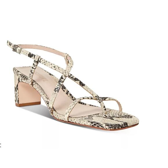 Schutz Kagenia Snake Pattern Block Heel Buckle Strappy Sandals 7.5B - Picture 1 of 11